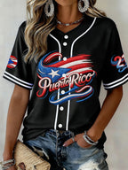 Women's  Baseball  Print Shirt