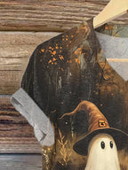 Women's Halloween Autumn Ghost Pumpkin Print Casual T-Shirt