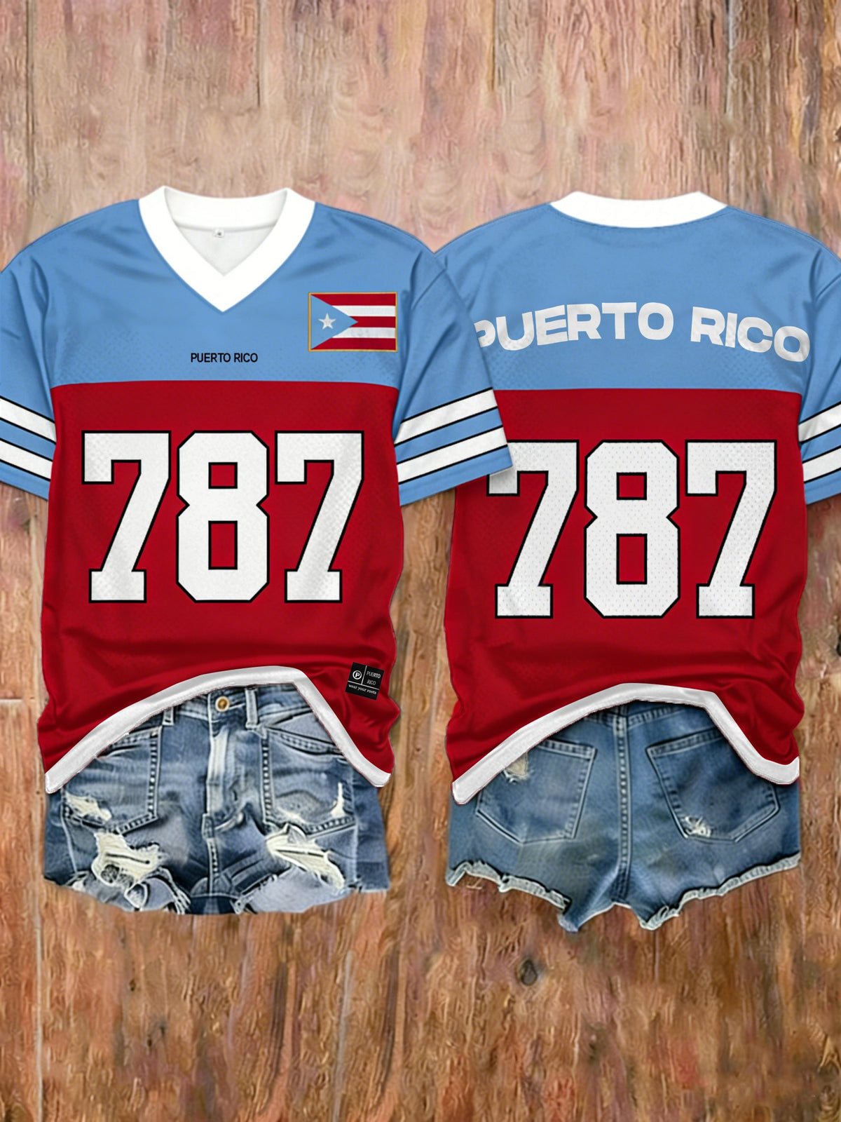 Women's Puerto Rico 787 Baseball Print T-Shirt