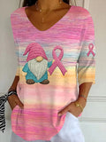 Women's Breast Cancer Awareness Print Casual T-Shirt