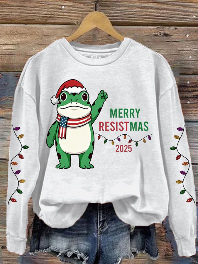 Women'S Casual Merry Resistmas Print Sweatshirt