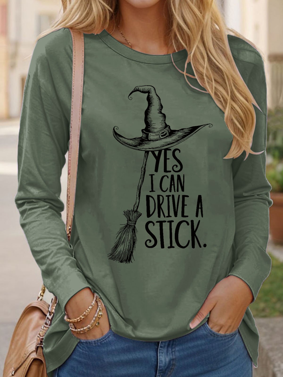 Women's Halloween Crew Neck Print Top
