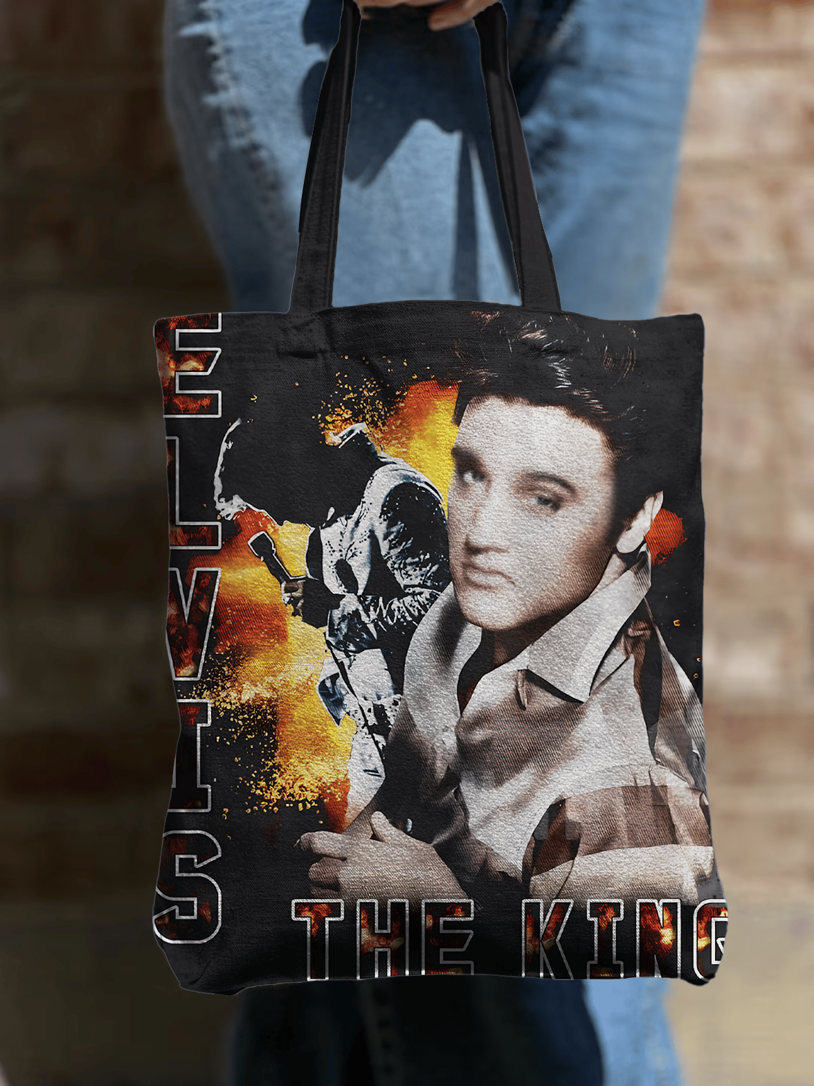 King of Rock and Roll Colorful Casual Shoulder Zipper Canvas Bag
