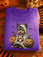 Dog Pumpkin Halloween Art Printed Sweatshirt