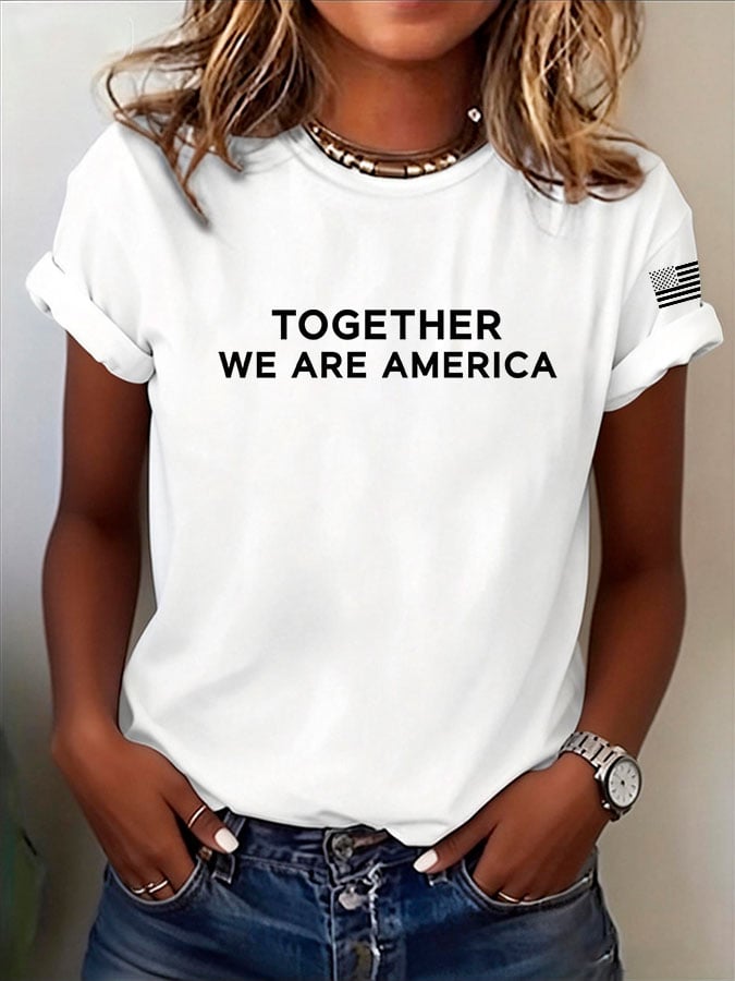 Women's TOGETHER WE ARE AMERICA Printed Short-Sleeve T-Shirt