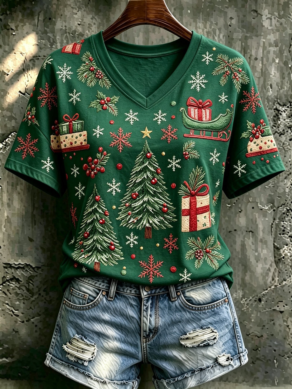 Women's Christmas Print Cozy T-shirt