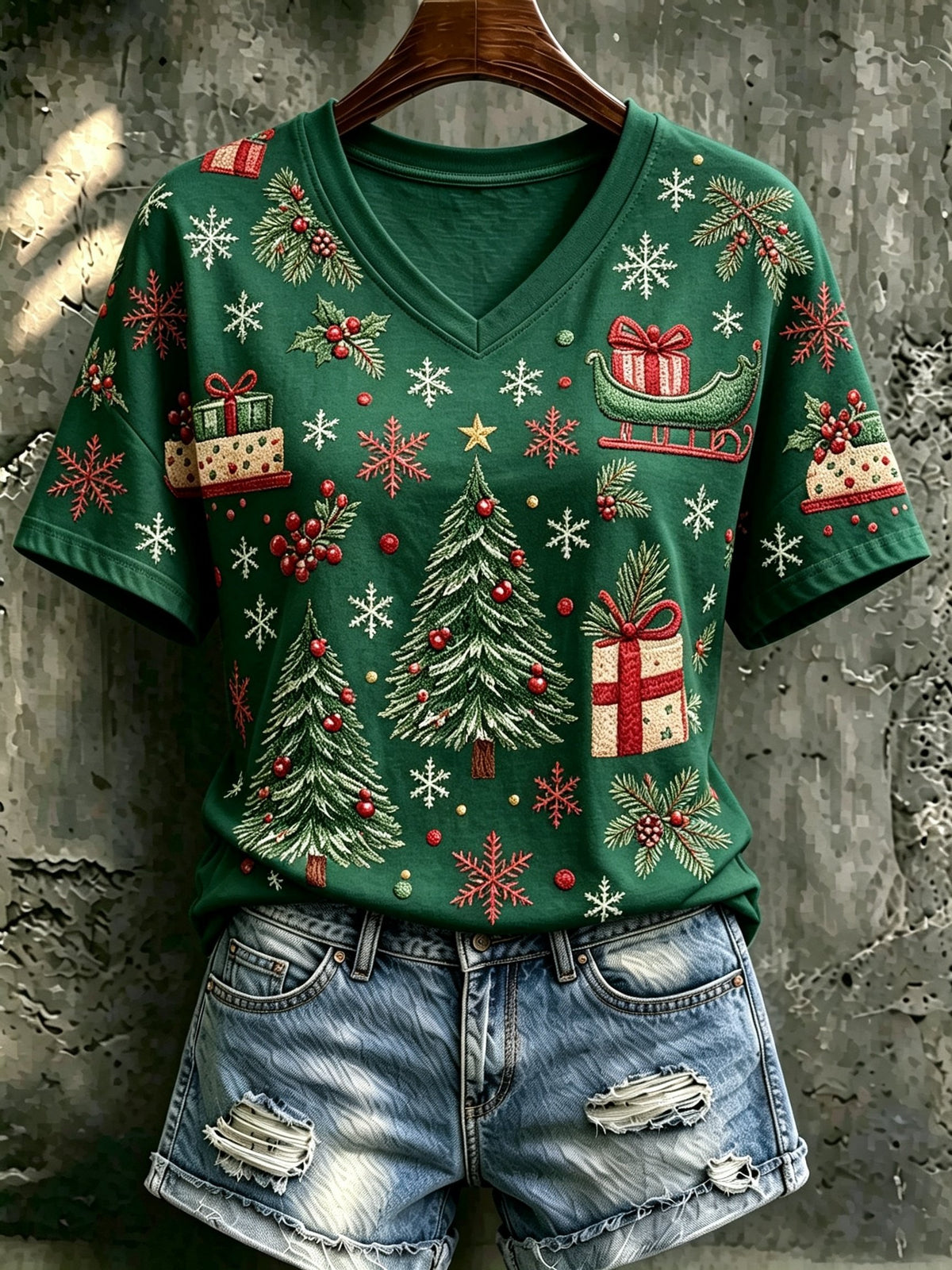 Women's Christmas Print Cozy T-shirt