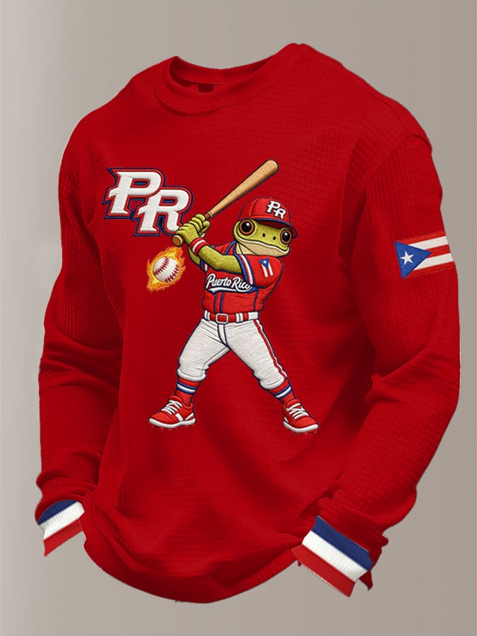 Men's Baseball Printed Waffle Top