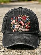 Unisex 250th Anniversary America 1776-2026 Flower Art Print Casual Hat
