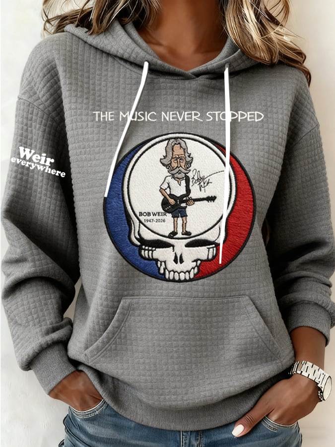 Women's Vintage Rock Tribute Print Hoodie