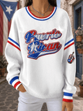 Women's Puerto Rico Print Casual Sweatshirt