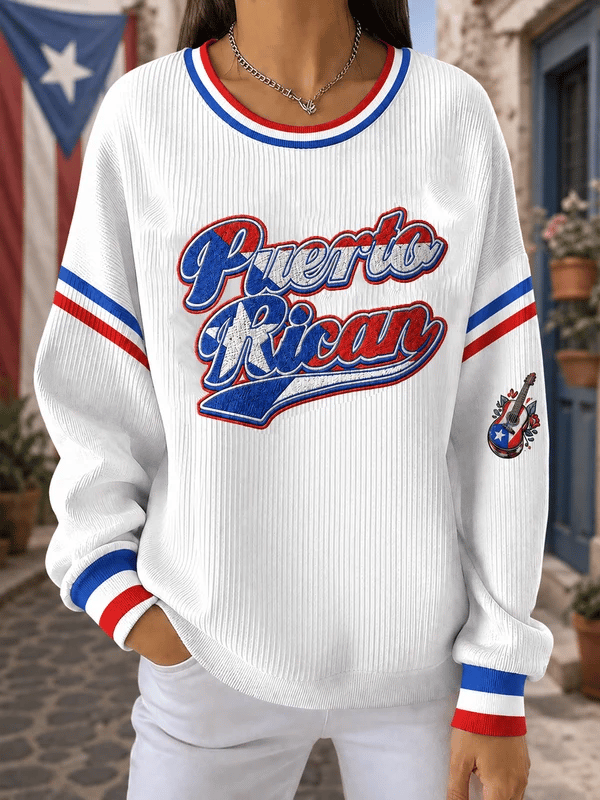 Women's Puerto Rico Print Casual Sweatshirt