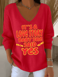 Women's Hot Spot Print Knit Long Sleeve Top