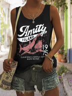 Women's Amity Island 1975 Clear Skies Gentle Surf Warm Water Printed Vest