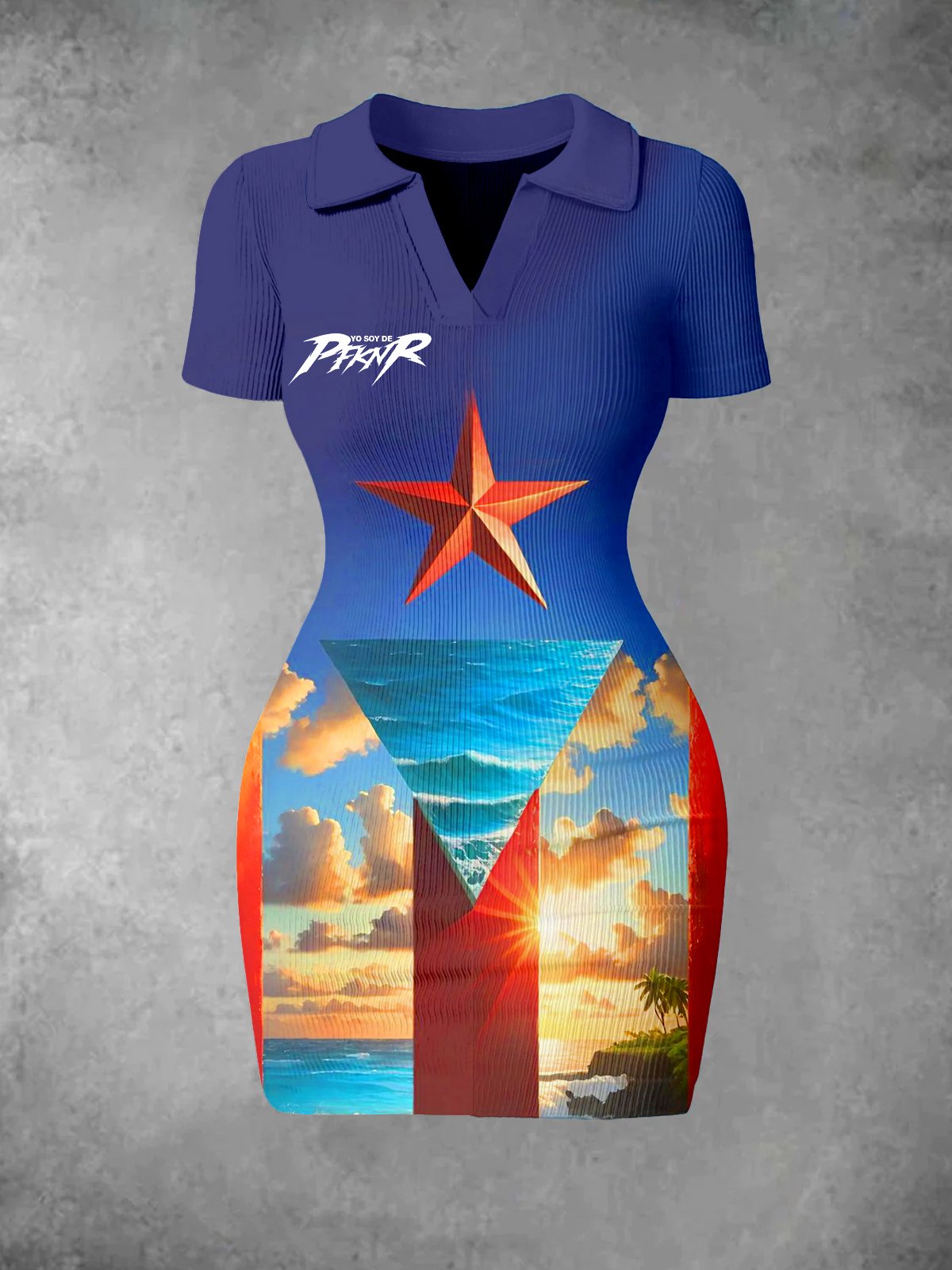 Puerto Rican Flag Logo Print Women's Vintage Dress