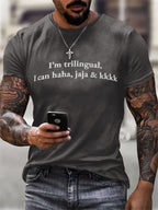 Men'S Fun Trilingual Joke Hat Short-Sleeve T-Shirt