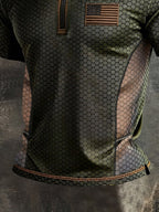 Men's Retro Color-Block Zip-Up T-Shirt