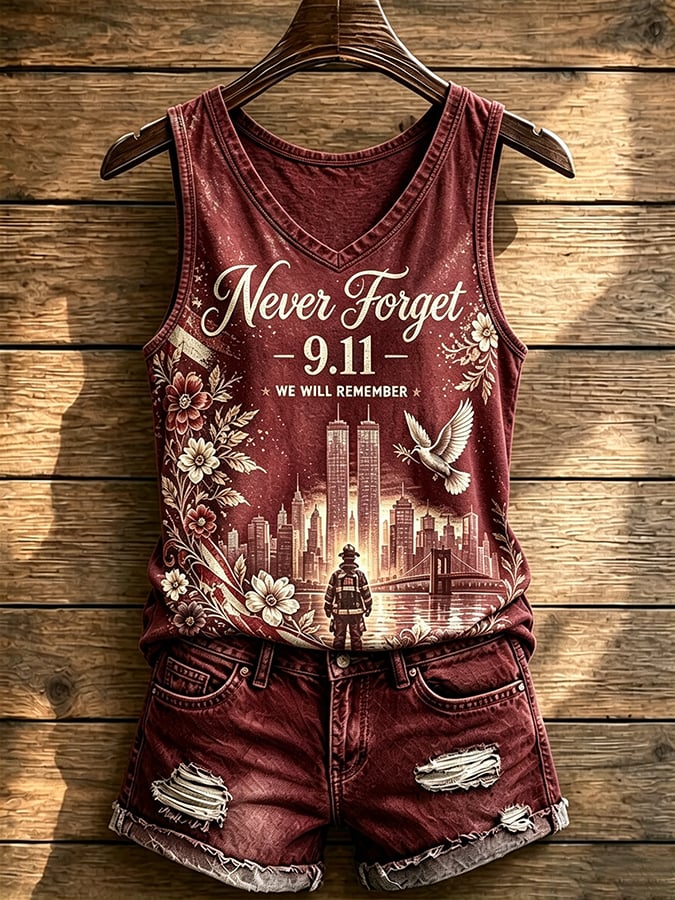 Women's Never Forget September 11 Print Vest