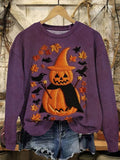 Women's Casual Halloween Ghost Pumpkin Print Sweatshirt