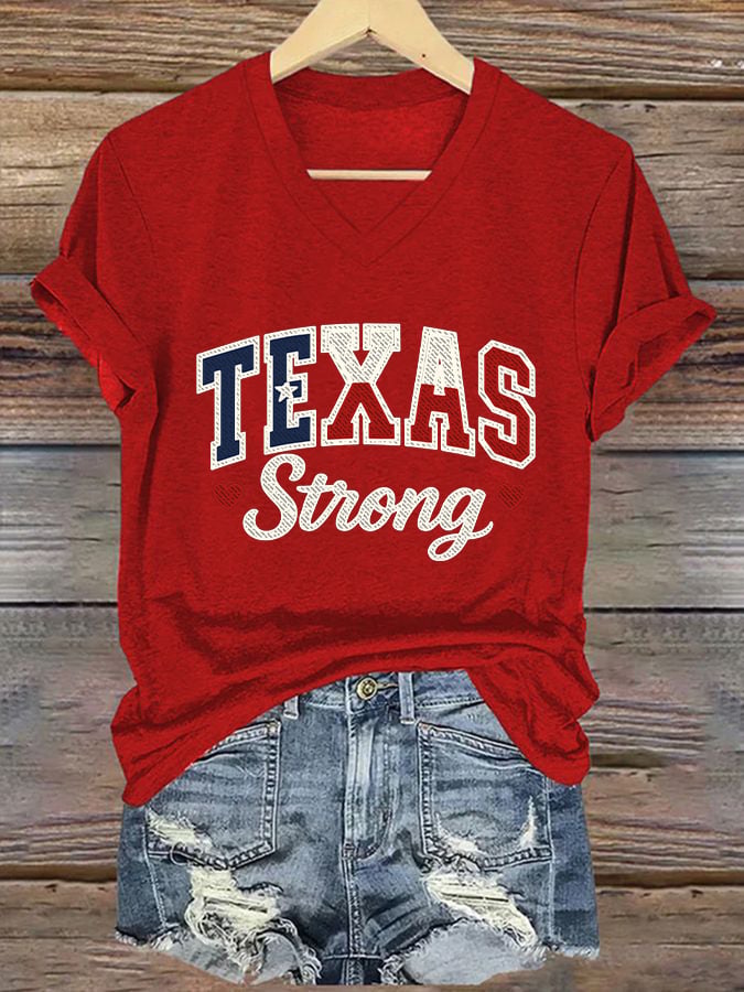 Women's Retro Texas Strong Print T-Shirt