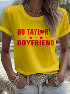 Women's Football Print Crew Neck T-Shirt