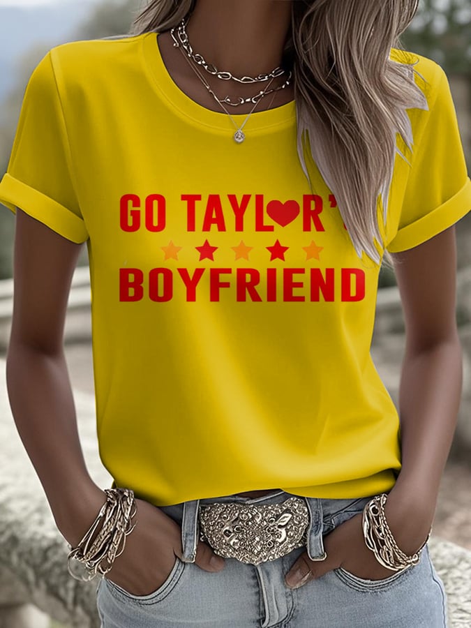 Women's Football Print Crew Neck T-Shirt