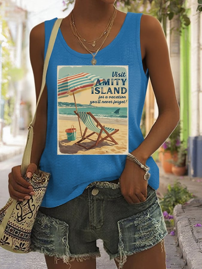 Women's Quint's Shark Fishing - Amity Island 1975 Printed Vest