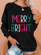 Women‘s Merry And Bright Christmas Print Casual Sweatshirt