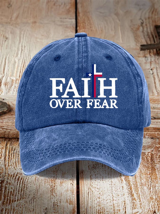 Texas Flood Faith Over Fear Cross Printed Hat for Men and Women