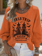 Women's Girls Trip Salem Witch Print Round Neck T-shirt