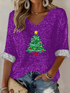 Women's Christmas Tree Print Shirt