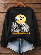 Dog Halloween Leave Bones Buried Art Printed Sweatshirt