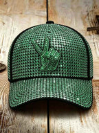 Unisex Retro Commemorative Baseball Cap: "King of Pop" Faux-Sequin Print Edition