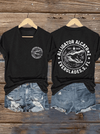 Women's  Alligator Alcatraz Funny Florida Everglades Dark Humor Print T-Shirt