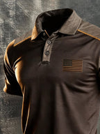 Men's Retro "Patriot" Color-Block Short-Sleeve Polo Shirt