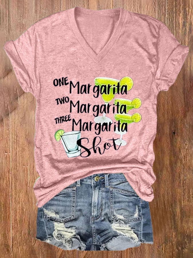 Women'S One Margarita Two Margarita Three Margarita Shot Print T-Shirt