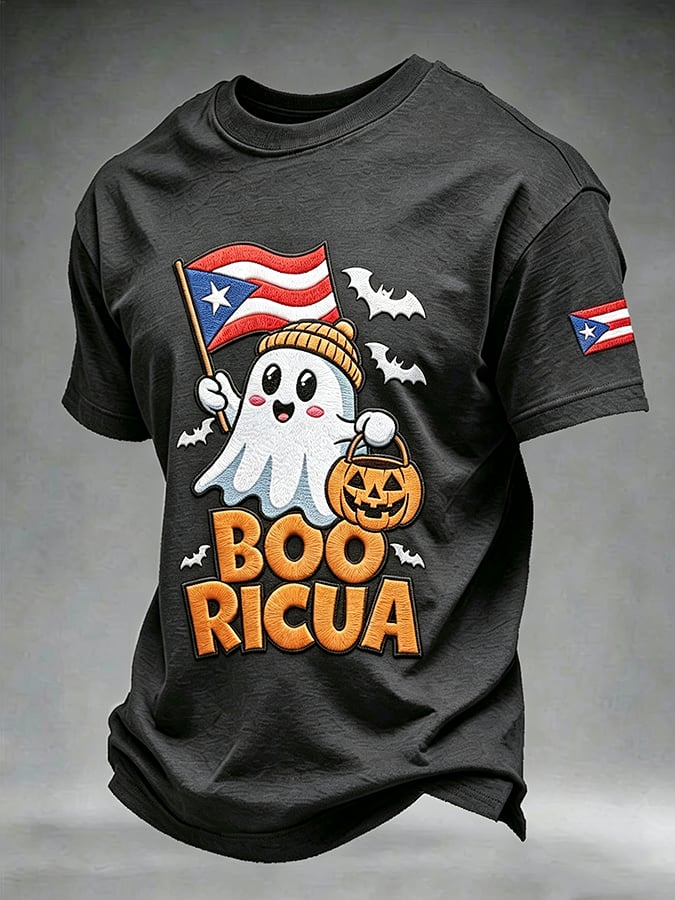 Men's Puerto Rico Halloween Printed Short-Sleeve T-Shirt