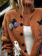 Women's Casual Halloween Print Cardigan