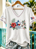 Women's Puerto Rican Pride Print Casual T-shirt
