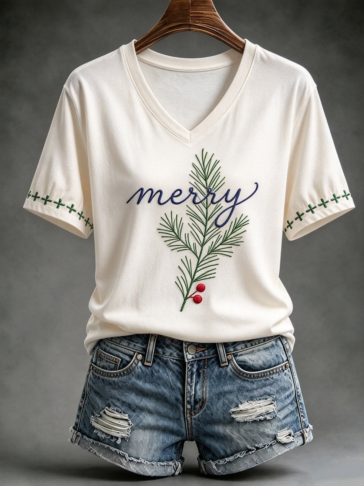 Women's Festive V-Neck Top