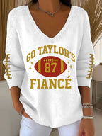 Women's Casual Print V Neck Sweater