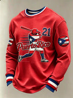 Men's Puerto Rico Baseball Print Long-Sleeve T-Shirt