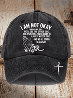 Unisex Distressed Washed Cotton I‘M Not OK Country Musicn Printed Hat