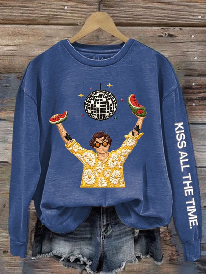 Women's Singer Casual Printed Long-Sleeve Sweatshirt