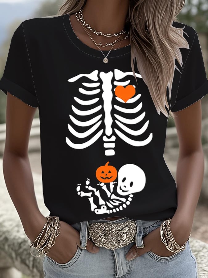 Women's Skeleton Halloween Maternity T-Shirt