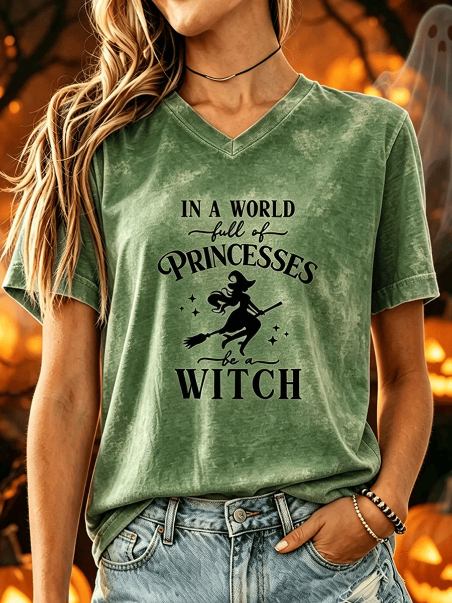 Women's Halloween Witch Print T-shirt