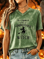 Women's Halloween Witch Print T-shirt
