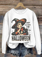Women's Just Waiting For Halloween Print Casual Sweatshirt