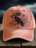 Halloween crow print hat