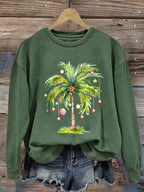 Women'S Casual Christmas Palm Tree Printed Long Sleeve Sweatshirt